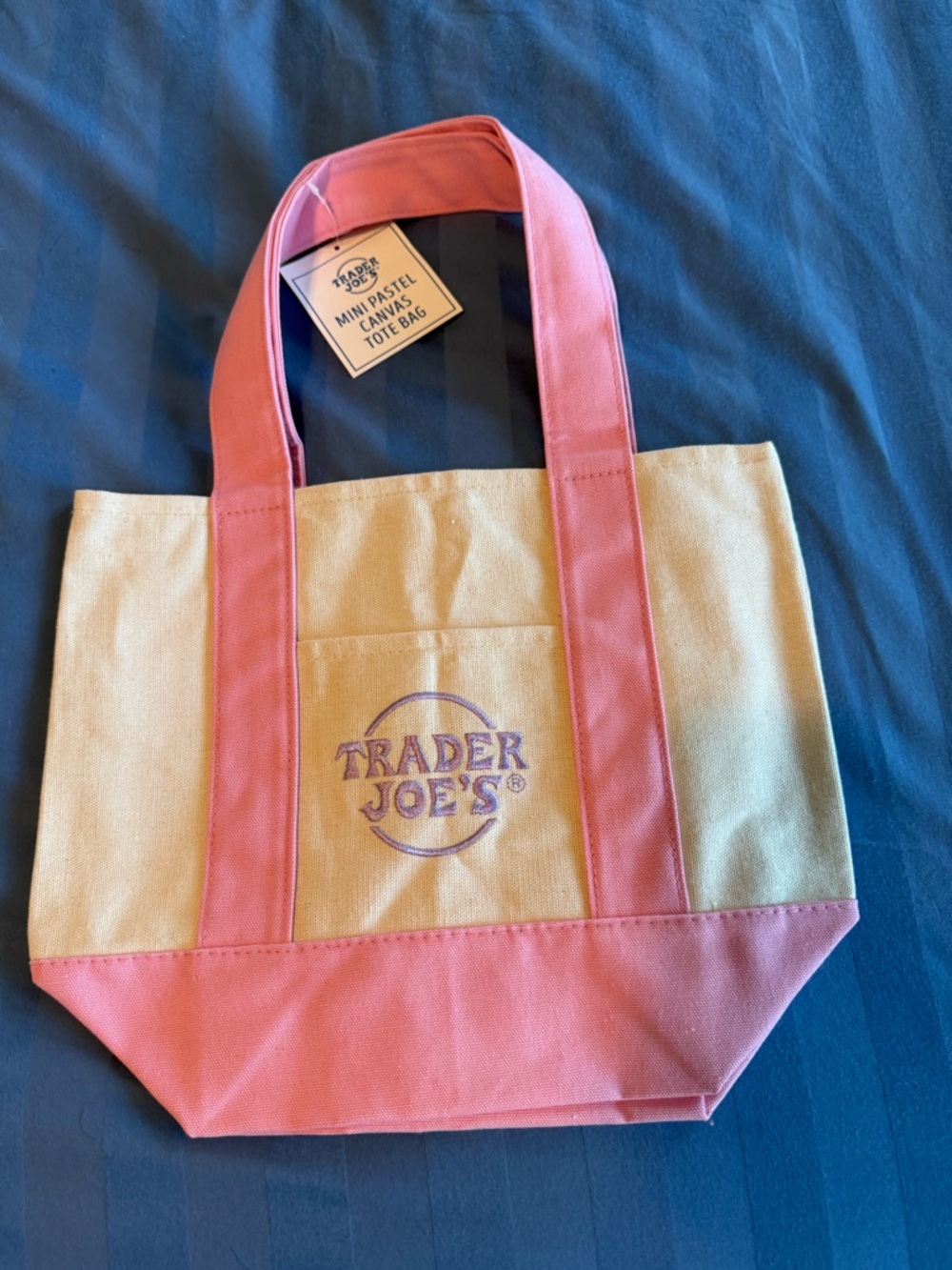 Pink & Cream Mini Canvas Tote Bag